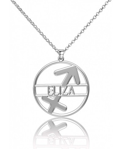 Sterling Silver Any Name Zodiac Signs Sagittarius Personalized 12 Constellations Name Necklace Gift for Couple $20.13 Y-Neckl...