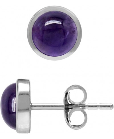 6mm Cabochon Amethyst White Gold Plated 925 Sterling Silver Stud Post Earrings $17.29 Stud