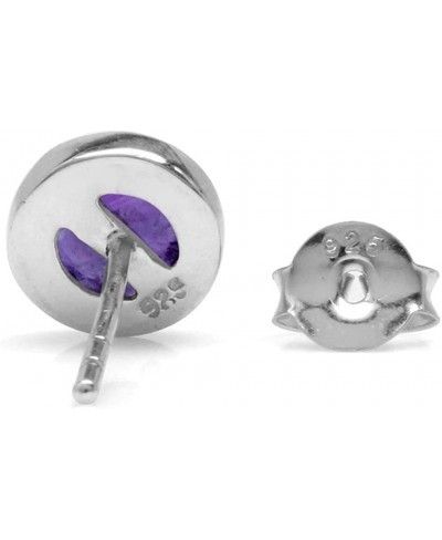 6mm Cabochon Amethyst White Gold Plated 925 Sterling Silver Stud Post Earrings $17.29 Stud