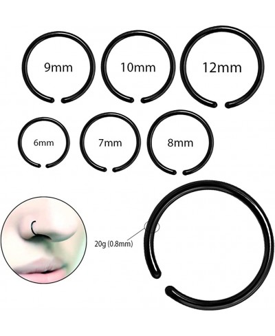 20 Gauge (0.8MM) Black Anodized 316L Surgical Steel Open Hoop Nose Ring $6.49 Piercing Jewelry