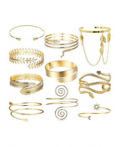 6 Pieces Arm Cuff Bracelets for Women Upper Arm Bands Armband Armlet Cuff Bangle Adjustable Gold Arm Bracelet Set $13.02 Cuff