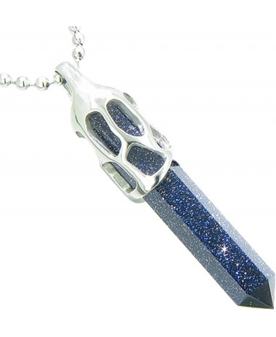 Positive Energy Cosmic Amulet Crystal Point Lucky Charm Blue Goldstone Talisman Pendant 18 Inch Necklace $38.57 Pendant Neckl...