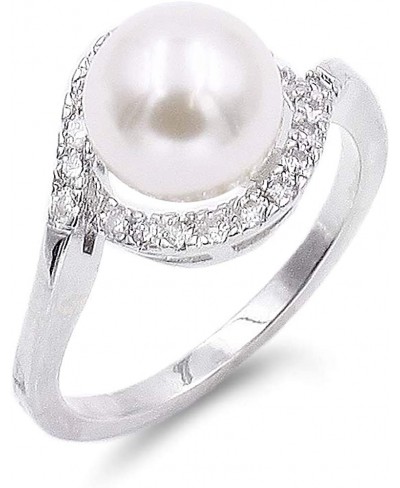 8 mm Pearl Ring Ivory AAA CZ Micro Pave Size 5 - 10 Wedding Jewelry $10.92 Wedding Bands