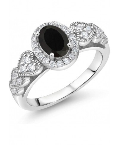 925 Sterling Silver Black Onyx Women Engagement Ring (1.13 Ct Oval Gemstone Birthstone Available in size 5 6 7 8 9) $37.36 En...