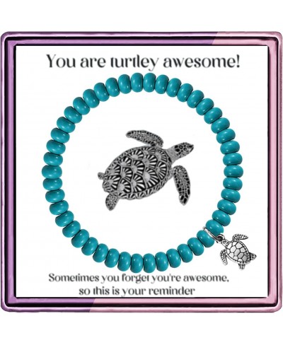 Turtle Bracelet Sea Turtle Gifts for Women Sometimes You Forget You're Awesome Gifts for Women Turtle Charm Amethyst Turquois...
