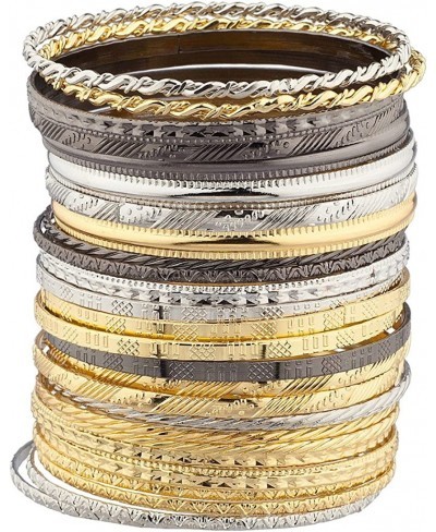 Mixed Metal Textured Multiple Aztec Bangle Set $13.93 Bangle