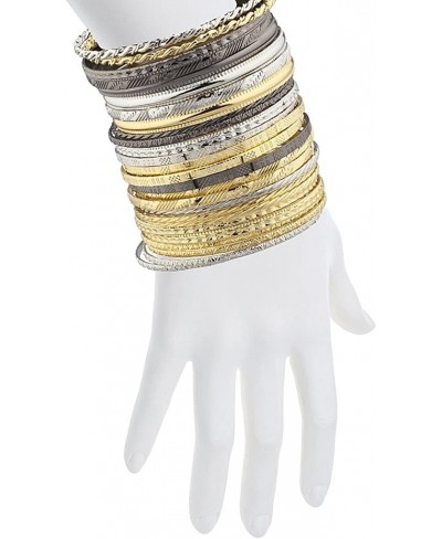 Mixed Metal Textured Multiple Aztec Bangle Set $13.93 Bangle