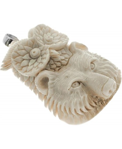 Bear Owl Carving Deer Antler Totem 925 Sterling Silver Pendant 2 3/8 $41.49 Pendants & Coins