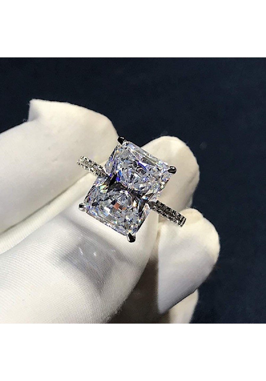 Luxury Simulation 18k Imported high Carbon White Gold Super Shining Bright Cut 5 Carat moissanite Square Diamond Engagement R...