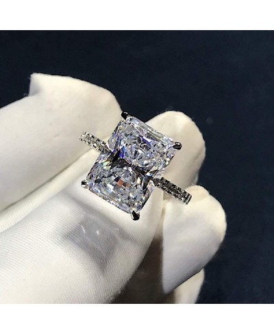 Luxury Simulation 18k Imported high Carbon White Gold Super Shining Bright Cut 5 Carat moissanite Square Diamond Engagement R...