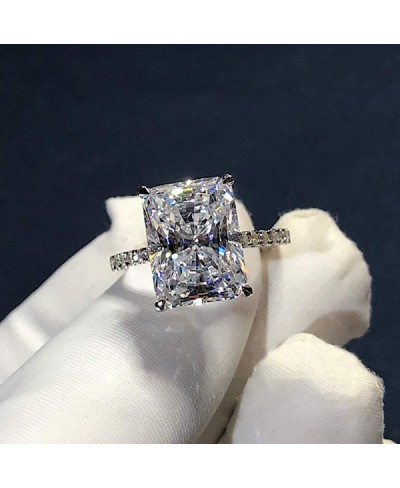 Luxury Simulation 18k Imported high Carbon White Gold Super Shining Bright Cut 5 Carat moissanite Square Diamond Engagement R...