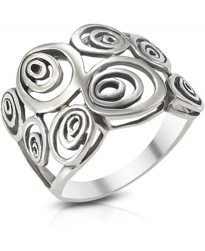 Sterling Silver Wide Geometric Spiral Swirl Ring $15.50 Statement