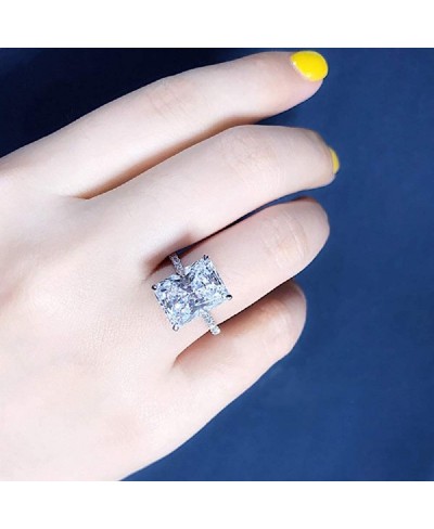 Luxury Simulation 18k Imported high Carbon White Gold Super Shining Bright Cut 5 Carat moissanite Square Diamond Engagement R...