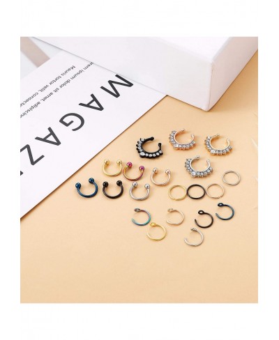 20Pcs Stainless Steel Fake Nose Ring Hoop for Men Women Faux Lip Ear Septum Ring Non-Pierced Body Jewelry $8.20 Faux Body Pie...