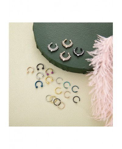 20Pcs Stainless Steel Fake Nose Ring Hoop for Men Women Faux Lip Ear Septum Ring Non-Pierced Body Jewelry $8.20 Faux Body Pie...