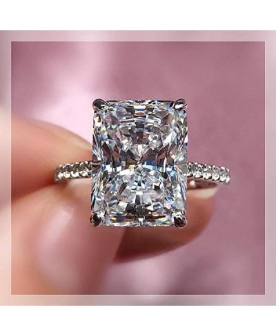 Luxury Simulation 18k Imported high Carbon White Gold Super Shining Bright Cut 5 Carat moissanite Square Diamond Engagement R...