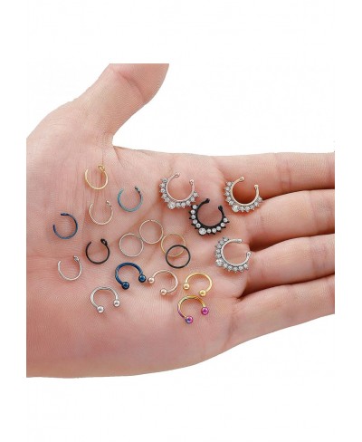 20Pcs Stainless Steel Fake Nose Ring Hoop for Men Women Faux Lip Ear Septum Ring Non-Pierced Body Jewelry $8.20 Faux Body Pie...