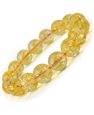 Natural Citrine Bracelet Crystal Stone 12 mm Round Beads Bracelet for Reiki Healing and Crystal Healing Stones (Color - Yello...