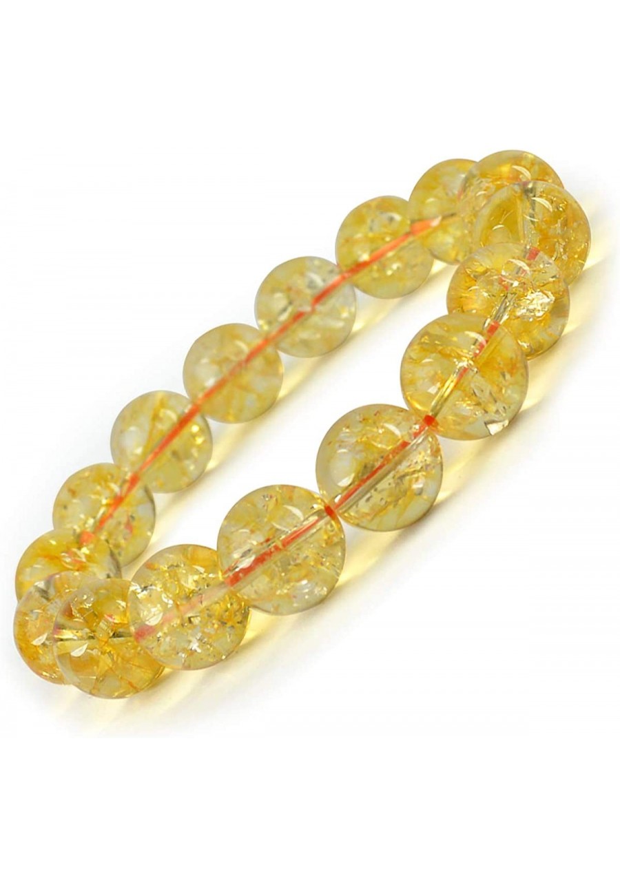 Natural Citrine Bracelet Crystal Stone 12 mm Round Beads Bracelet for Reiki Healing and Crystal Healing Stones (Color - Yello...