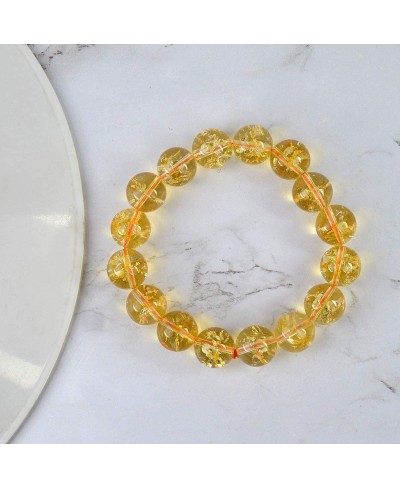 Natural Citrine Bracelet Crystal Stone 12 mm Round Beads Bracelet for Reiki Healing and Crystal Healing Stones (Color - Yello...