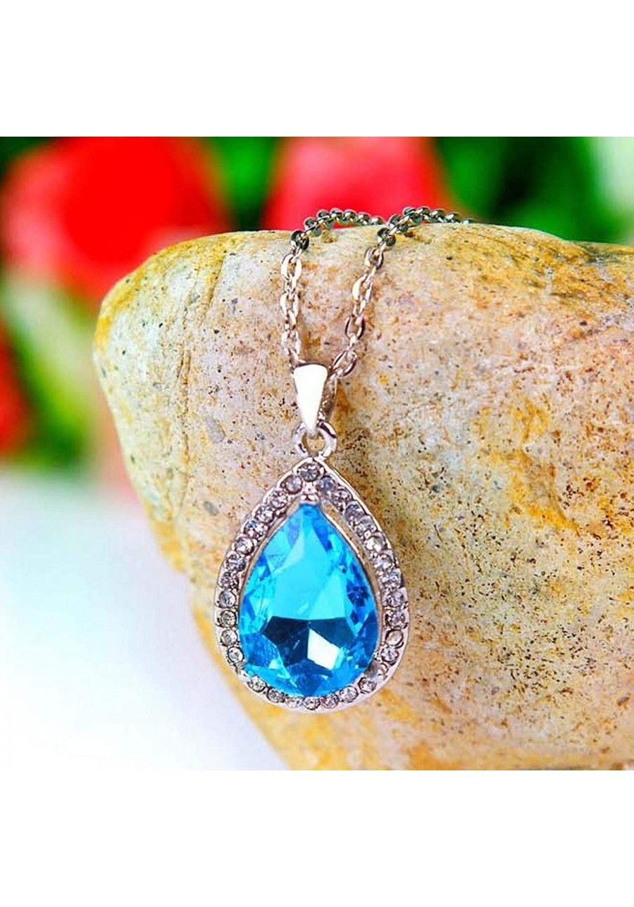 Crystal Pendant Necklace Fashion Choker Necklace Bling Diamond Necklace (Blue2) $10.48 Chokers