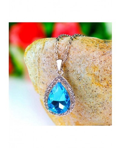 Crystal Pendant Necklace Fashion Choker Necklace Bling Diamond Necklace (Blue2) $10.48 Chokers