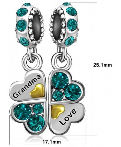 Grandma Mom Mama Heart Love Family Lucky Clover Birthstone Crystal Dangle Charms for Bracelets Grandmother Wife Sister Women ...