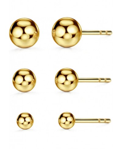 18K Gold Solid Ball Stud Earrings 3mm/4mm/5mm Dainty Stacking Earrings Fine Jewelry for Women $48.85 Stud