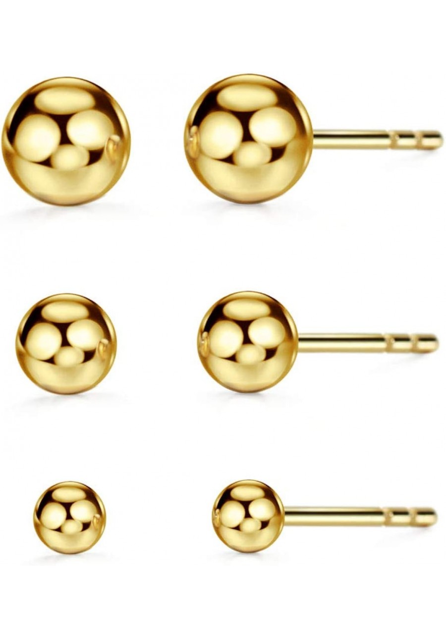 18K Gold Solid Ball Stud Earrings 3mm/4mm/5mm Dainty Stacking Earrings Fine Jewelry for Women $48.85 Stud