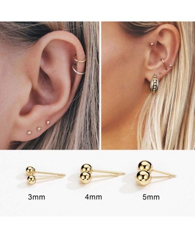 18K Gold Solid Ball Stud Earrings 3mm/4mm/5mm Dainty Stacking Earrings Fine Jewelry for Women $48.85 Stud