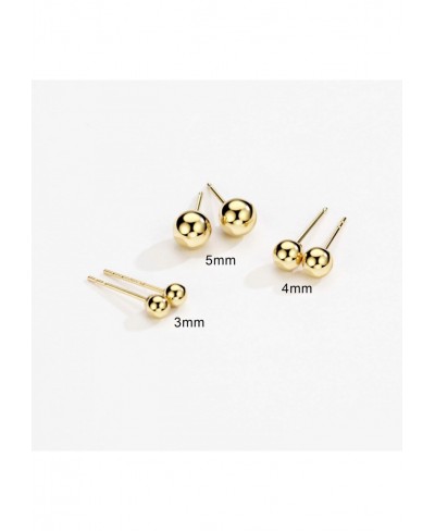 18K Gold Solid Ball Stud Earrings 3mm/4mm/5mm Dainty Stacking Earrings Fine Jewelry for Women $48.85 Stud