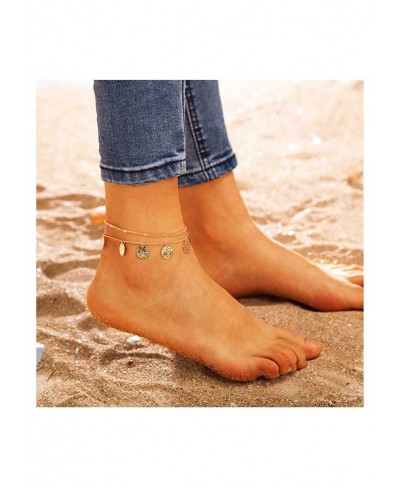 Boho Coin Ankle Bracelet Layered Coin Pendant Anklet Bracelet Gold Disc Chain Anklet Vintage Round Disc Anklet Foot Chain for...