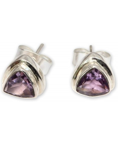 Amethyst .925 Sterling Silver Stud Earrings 'Purple Trinity' $21.90 Stud