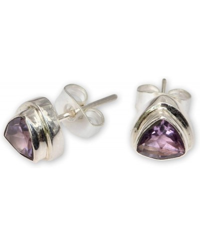 Amethyst .925 Sterling Silver Stud Earrings 'Purple Trinity' $21.90 Stud