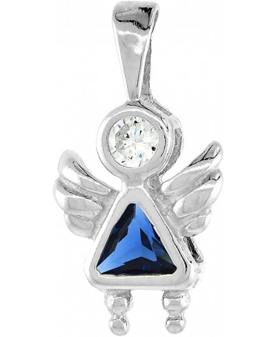 Sterling Silver Blue Sapphire Cubic Zirconia September Birthstone Baby Angel Necklace with 1.5 mm Bead Chain $26.95 Pendants ...