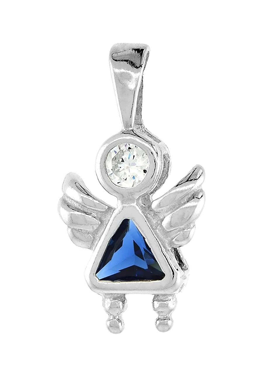 Sterling Silver Blue Sapphire Cubic Zirconia September Birthstone Baby Angel Necklace with 1.5 mm Bead Chain $26.95 Pendants ...