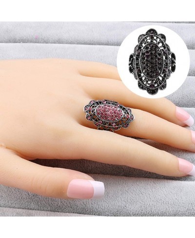 Exquisite Jewelry Ring Love Rings Vintage Women Party Jewelry Oval Shape Hollow Rhinestones Finger Ring Gifts Wedding Band Be...