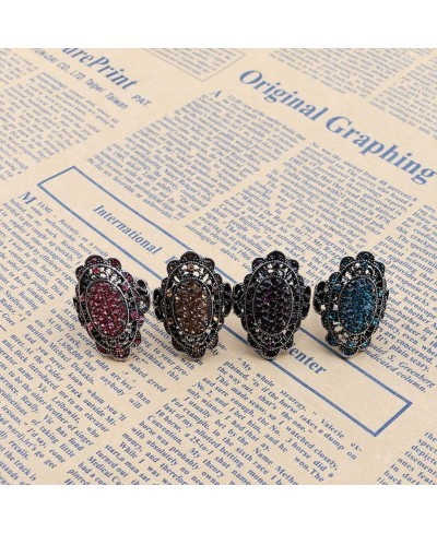 Exquisite Jewelry Ring Love Rings Vintage Women Party Jewelry Oval Shape Hollow Rhinestones Finger Ring Gifts Wedding Band Be...