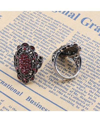 Exquisite Jewelry Ring Love Rings Vintage Women Party Jewelry Oval Shape Hollow Rhinestones Finger Ring Gifts Wedding Band Be...