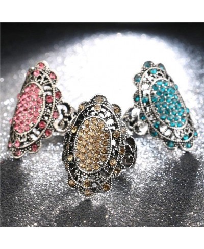 Exquisite Jewelry Ring Love Rings Vintage Women Party Jewelry Oval Shape Hollow Rhinestones Finger Ring Gifts Wedding Band Be...