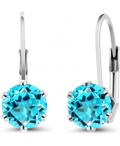 925 Sterling Silver Swiss Blue Topaz Earrings For Women (2.00 Cttw Gemstone Birthstone Round 6MM) $28.57 Drop & Dangle