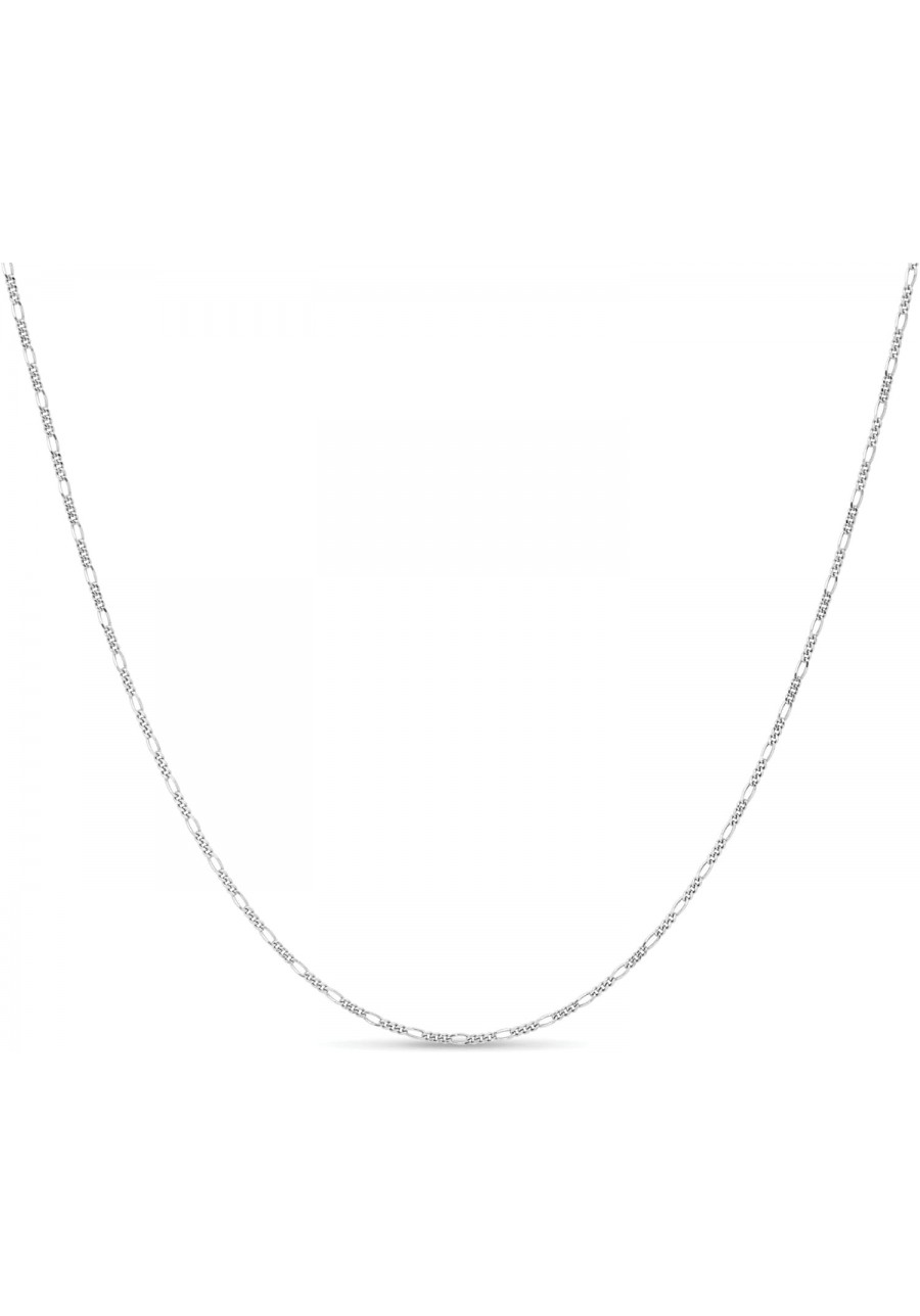 Sterling Silver 14k Gold Plated Silver & Rose Gold Plated Silver Figaro Link Chain Fine Anti Tarnish 1.5mm Neckalce for Women...