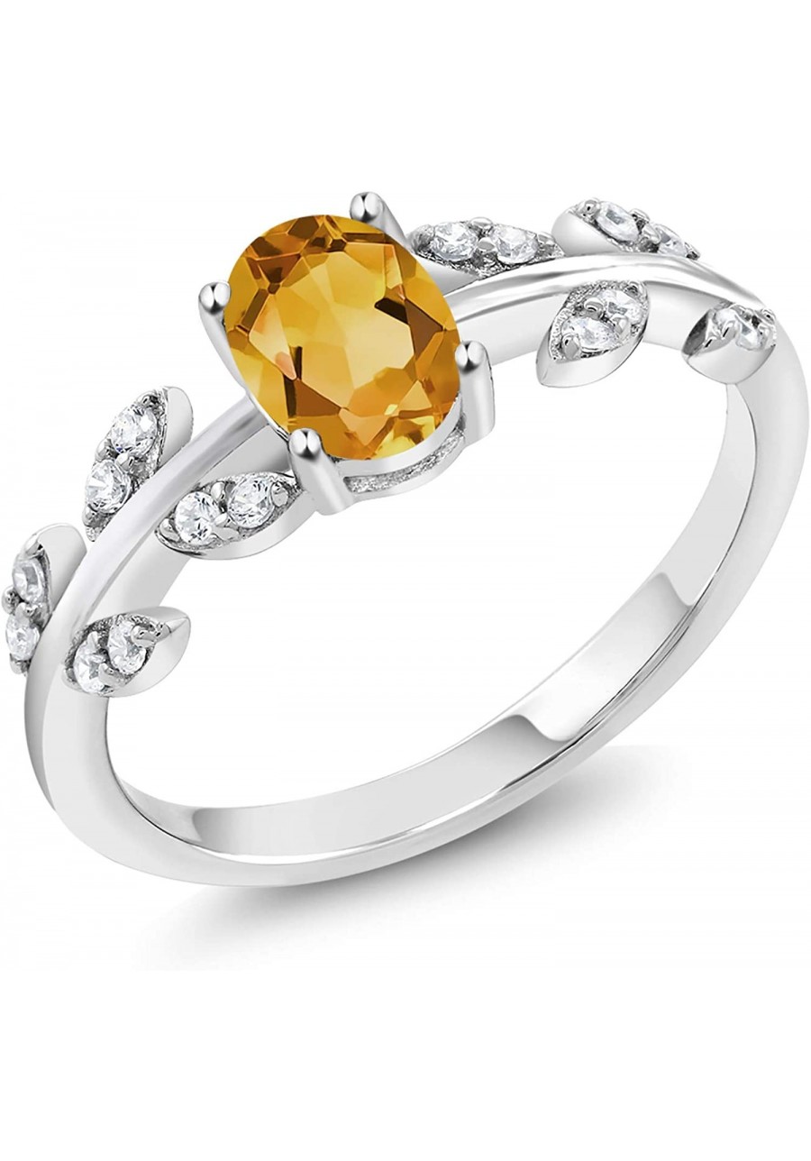 925 Sterling Silver 0.96 Ct Oval Yellow Citrine Greek Olive Vine Branch Engagement Ring $33.78 Engagement Rings