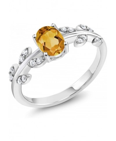 925 Sterling Silver 0.96 Ct Oval Yellow Citrine Greek Olive Vine Branch Engagement Ring $33.78 Engagement Rings