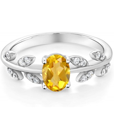 925 Sterling Silver 0.96 Ct Oval Yellow Citrine Greek Olive Vine Branch Engagement Ring $33.78 Engagement Rings