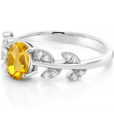 925 Sterling Silver 0.96 Ct Oval Yellow Citrine Greek Olive Vine Branch Engagement Ring $33.78 Engagement Rings