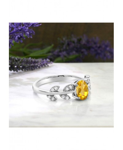 925 Sterling Silver 0.96 Ct Oval Yellow Citrine Greek Olive Vine Branch Engagement Ring $33.78 Engagement Rings