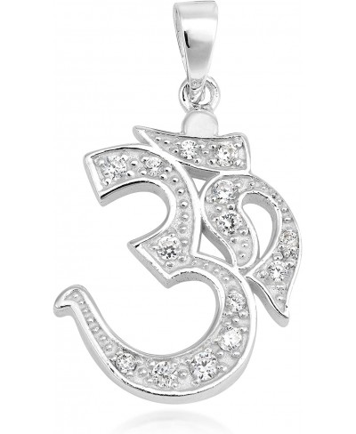 23 mm Aum or Om Prayer Sign Cubic Zirconia .925 Sterling Silver Pendant $34.35 Pendants & Coins