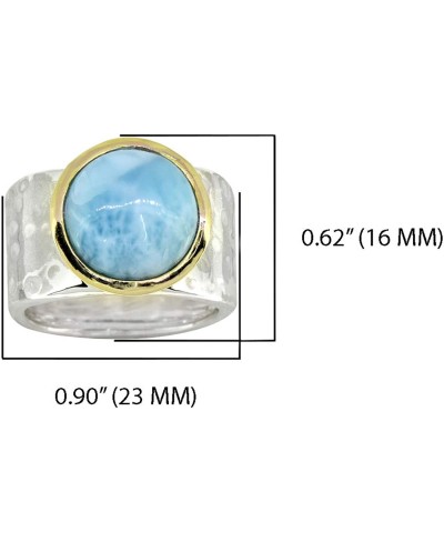 13 MM Larimar Wide Band Hammered Ring .925 Sterling Silver Brass $43.53 Bands