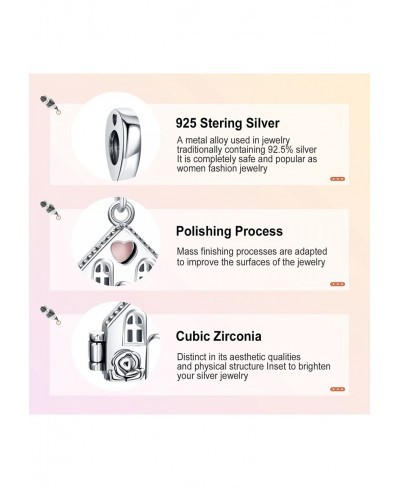 House Dangle Charm 925 Sterling Silver for Woman Girl Bead Gifts for Women Bracelet&Necklace T728 $13.33 Charms & Charm Brace...